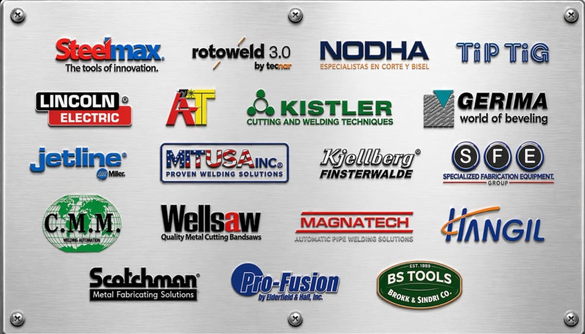 Marcas representadas: Steelmax, Nodha, Magnatech, Rotoweld 3.0, Tip Tig, Gerima, Kjellberg y más